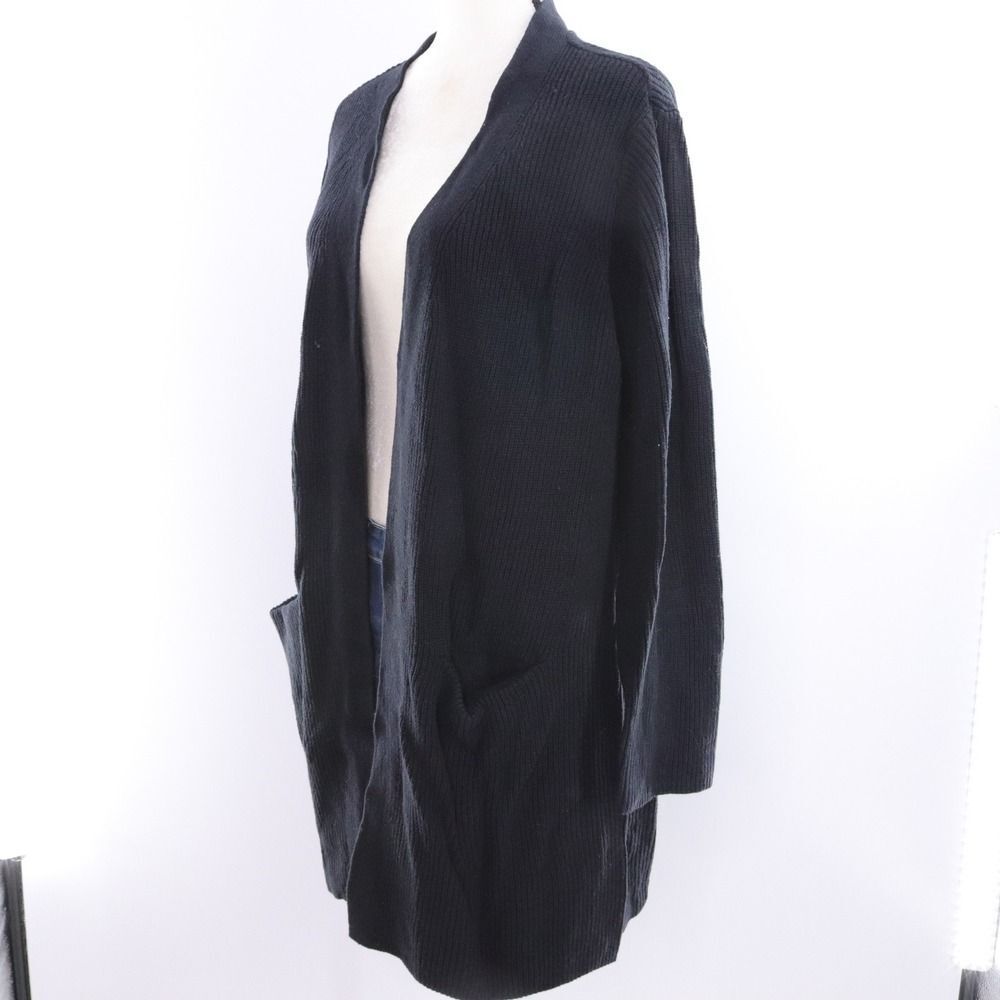 Old Navy Womens XL Black Ribbed Open Front Longline Cardigan Sweater Pockets